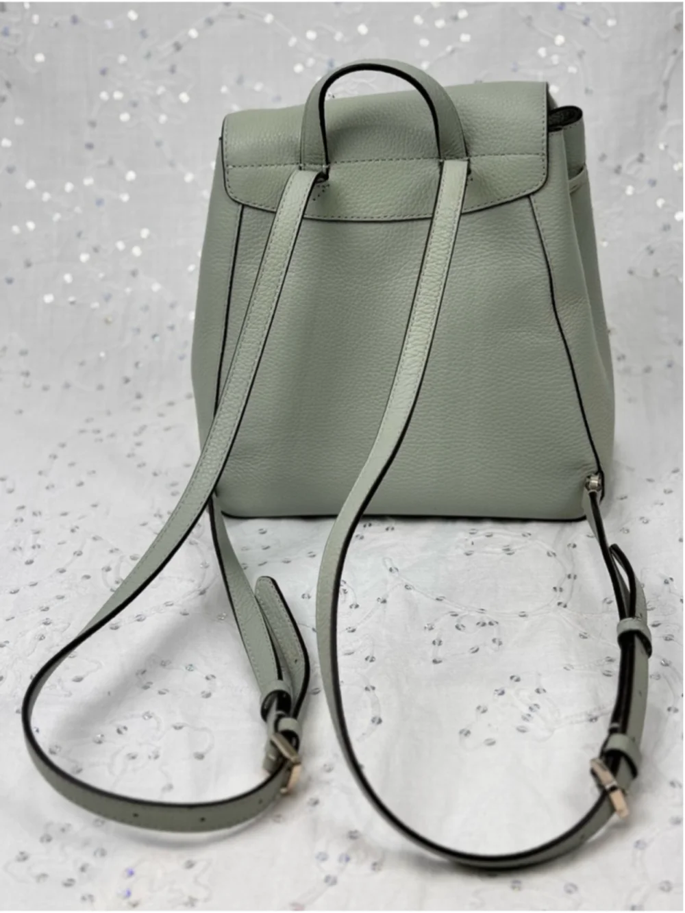 Kate Spade Leila Medium Pebbled Leather Backpack Pistachio Sage Green